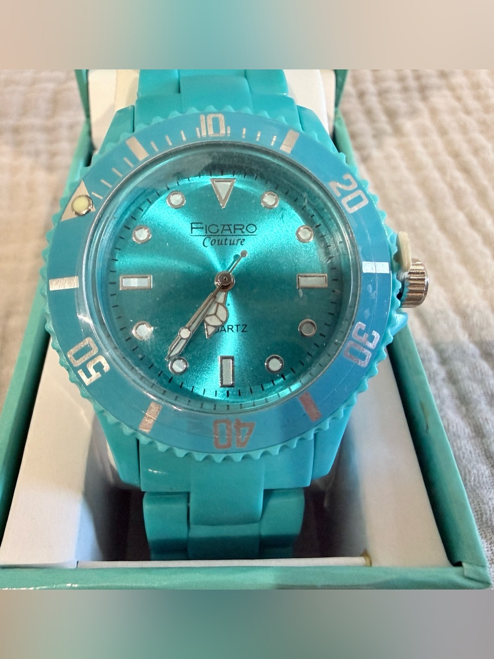 Figaro Couture Womens Turquoise Diver Watch Unworn NOS Boxed